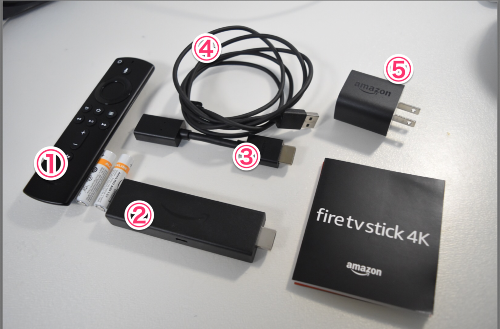 Fire TV stick内容物 Fire TV stick内容物