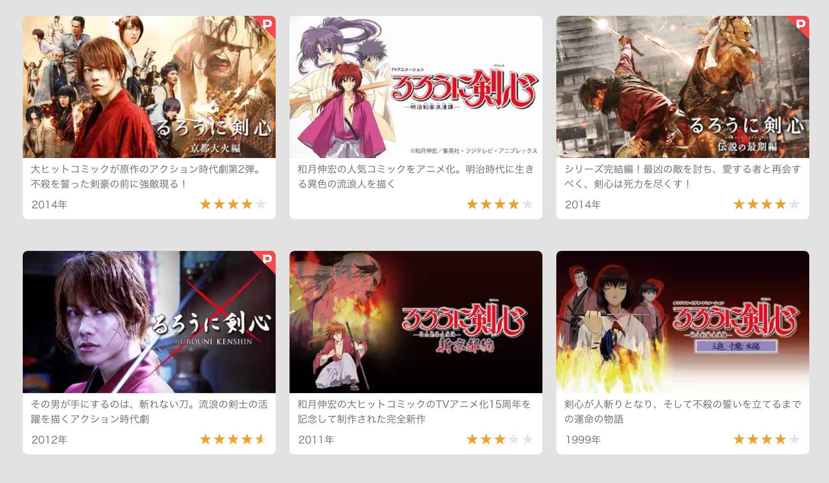 アニメ「るろうに剣心」も観るならU-NEXT